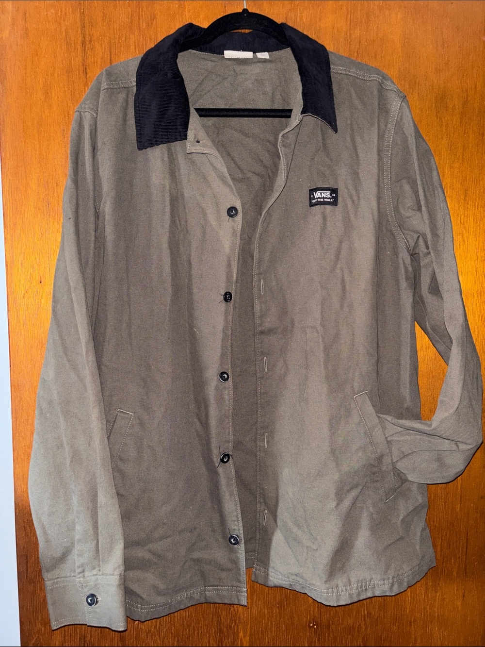 Vans Olive Green Suit Jacket with Black Corduroy Collar